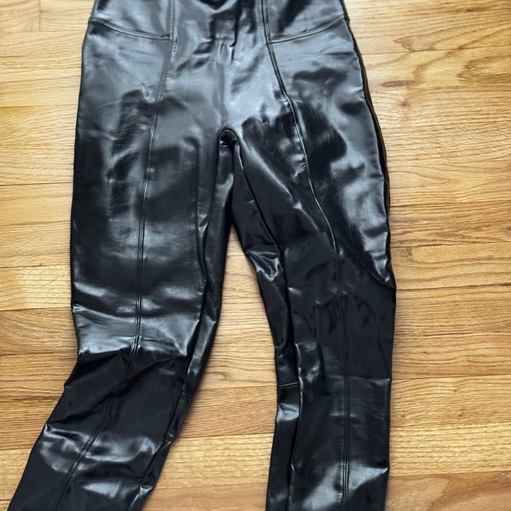 Black Patent Leather Women Spanx pants